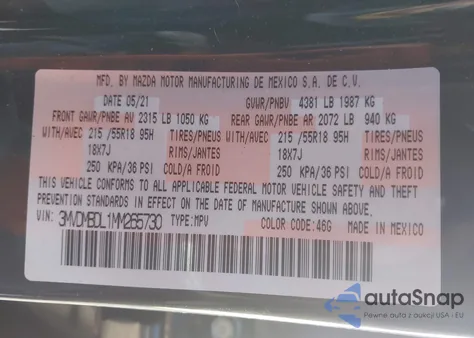2021 Mazda Cx-30 Premium from USA, damaged, VIN 3MVDMBDL1MM265730